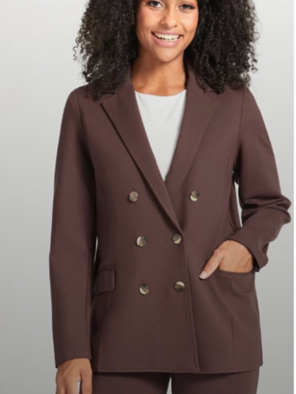 Betabrand Double Breasted Blazer | Stretch Ponte - Cherrywood XXL
